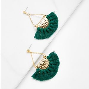 Green Mini Tassel Earrings